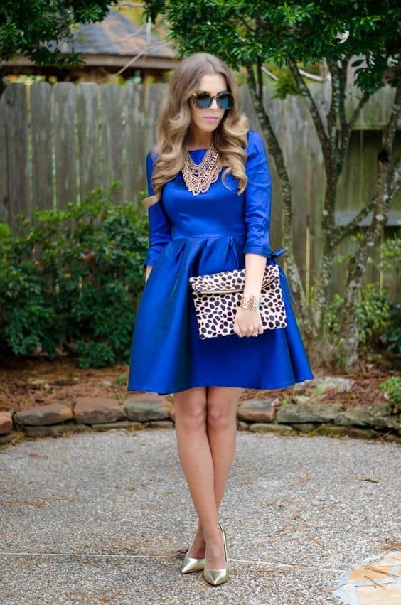 Punto de referencia preocuparse gráfico Cómo Combinar un Vestido Azul? — [ 20 Looks ]