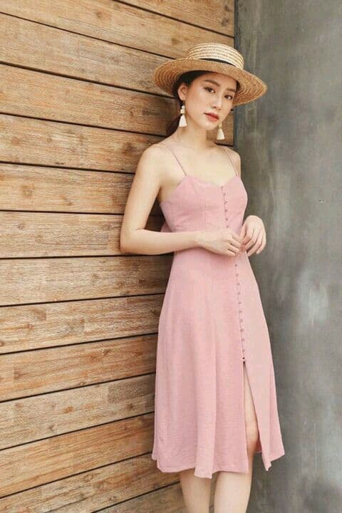 Vestido palo de top rosa zapatos