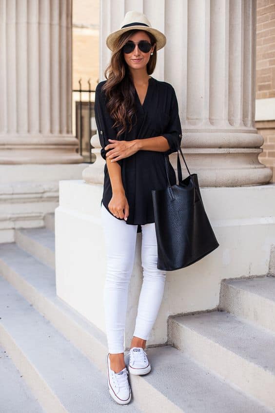 Camisa negra para un look black & white clásico